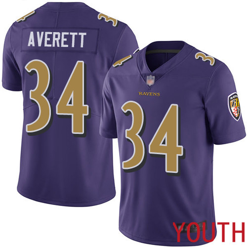 Baltimore Ravens Limited Purple Youth Anthony Averett Jersey NFL Football #34 Rush Vapor Untouchable